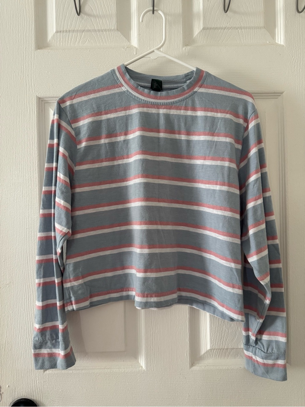 wild fable Striped Cropped Tee in Light Blue, White & Pink